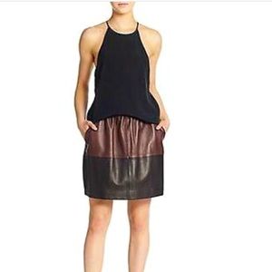 Vince two tone leather skirt